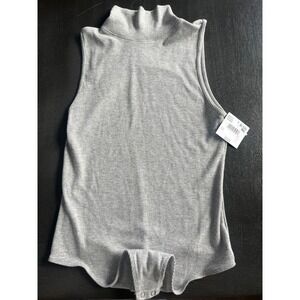 American Eagle Womens Gray Mock Neck Sleeveless Ribbed Bodysuit Size M NWT